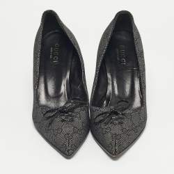 Pre Owned Gucci Black GG Denim Bow Pointed Toe Pumps Size 40