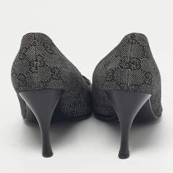 Pre Owned Gucci Black GG Denim Bow Pointed Toe Pumps Size 40