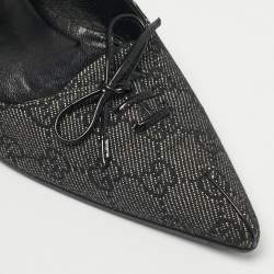 Pre Owned Gucci Black GG Denim Bow Pointed Toe Pumps Size 40
