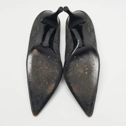 Pre Owned Gucci Black GG Denim Bow Pointed Toe Pumps Size 40
