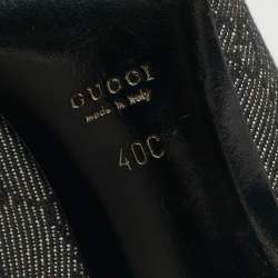 Pre Owned Gucci Black GG Denim Bow Pointed Toe Pumps Size 40