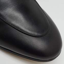 Pre Owned Gucci Black Leather and Fur Princetown Horsebit Flat Mules Size 41