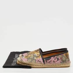 Pre Owned Gucci Multicolor GG Supreme Canvas Bengal Tiger Print Pillar Espadrille Flats Size 39.5