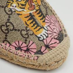 Pre Owned Gucci Multicolor GG Supreme Canvas Bengal Tiger Print Pillar Espadrille Flats Size 39.5