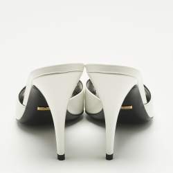 Pre Owned Gucci White Patent Leather Slide Sandals Size 38