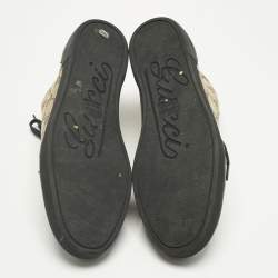 Pre Owned Gucci Brown/Beige GG Canvas and Leather Lace Up High Top Sneakers Size 39