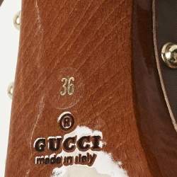 مملوكة مسبقًا حذاء كعب عالي غوتشي شرابة جلد بني مقاس 36