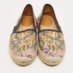 Pre Owned Gucci Multicolor Coated Canvas and Leather GG Supreme Espadrille Flats Size 36