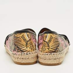 Pre Owned Gucci Multicolor Coated Canvas and Leather GG Supreme Espadrille Flats Size 36