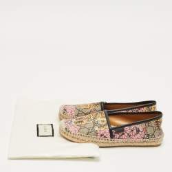 Pre Owned Gucci Multicolor Coated Canvas and Leather GG Supreme Espadrille Flats Size 36