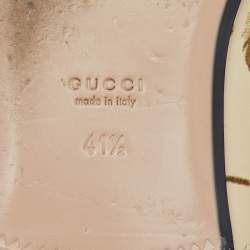 Pre Owned Gucci Cream Leather Floral Print Princetown Flat Mules Size 41.5