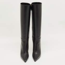 Pre Owned Gucci Black Leather Priscilla Knee Length Boots Size 37