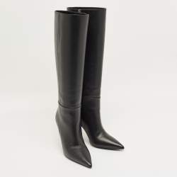 Pre Owned Gucci Black Leather Priscilla Knee Length Boots Size 37
