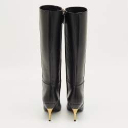 Pre Owned Gucci Black Leather Priscilla Knee Length Boots Size 37