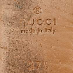 Pre Owned Gucci Rose Pink Leather and Fur Princetown Horsebit Flat Mules Size 37.5