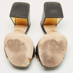 Pre Owned Gucci Black Leather Horsebit Slide Sandals Size 38