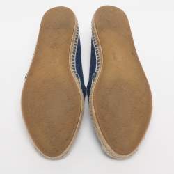 Pre Owned Gucci Blue Leather GG Espadrille Flats Size 38.5