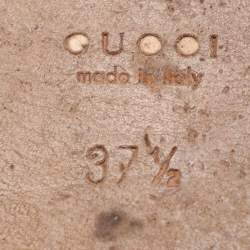 Pre Owned Gucci Brown Leather Interlocking GG Flat Thong Sandals Size 37.5