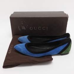 Pre Owned Gucci Multicolor Suede Ballet Flats Size 39