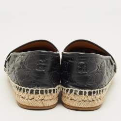 Pre Owned Gucci Black Leather Guccissima Espadrille Flats Size 38.5