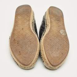 Pre Owned Gucci Black Leather Guccissima Espadrille Flats Size 38.5