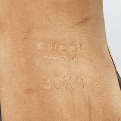 Pre Owned Gucci Brown GG Canvas and Leather Hysteria Ankle Strap Platform Sandals Size 38.5