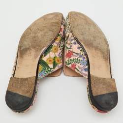 Pre Owned Gucci Multicolor Floral Print Canvas Princetown Horsebit Flat Mules Size 38
