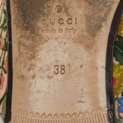 Pre Owned Gucci Multicolor Floral Print Canvas Princetown Horsebit Flat Mules Size 38