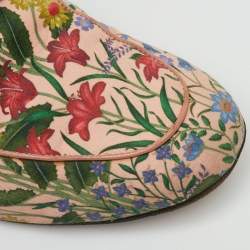 Pre Owned Gucci Multicolor Floral Print Canvas Princetown Horsebit Flat Mules Size 38