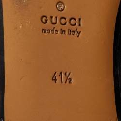 Pre Owned Gucci Black Leather Rose Embroidered Princetown Flat Mules Size 41.5