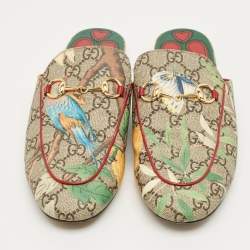 Pre Owned Gucci Beige Blooms Printed GG Canvas Princetown Mules Sandals Size 39