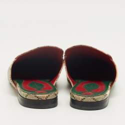 Pre Owned Gucci Beige Blooms Printed GG Canvas Princetown Mules Sandals Size 39