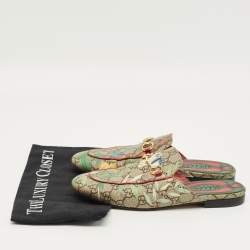 Pre Owned Gucci Beige Blooms Printed GG Canvas Princetown Mules Sandals Size 39