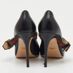 Pre Owned Gucci Black Leather Sylvie Mary Jane Pumps Size 37