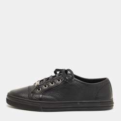 Pre Owned Gucci Black Leather Low Top Sneakers Size 37