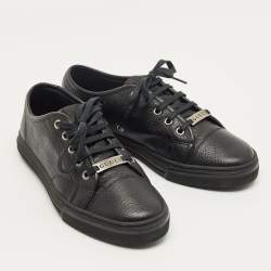 Pre Owned Gucci Black Leather Low Top Sneakers Size 37