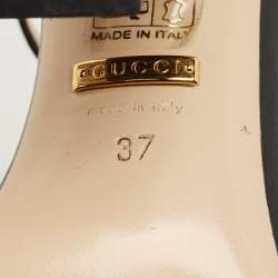 Pre Owned Gucci Black Leather GG Marmont Ankle Strap Sandals Size 37