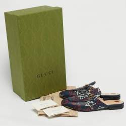 مملوكة مسبقًا أحذية ميول غوتشي برينس تاون جلد كريمي بطبعة زهرية مسطحة مقاس 41.5