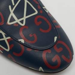 مملوكة مسبقًا أحذية ميول غوتشي برينس تاون جلد كريمي بطبعة زهرية مسطحة مقاس 41.5