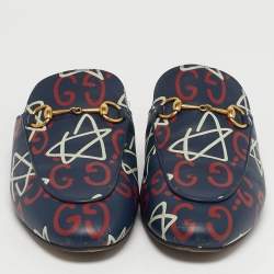 مملوكة مسبقًا أحذية ميول غوتشي برينس تاون جلد كريمي بطبعة زهرية مسطحة مقاس 41.5