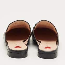 Pre Owned Gucci Black Leather Princetown Mules Size 36.5