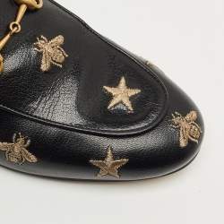 Pre Owned Gucci Black Leather Princetown Mules Size 36.5