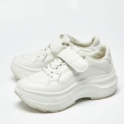 Pre Owned Gucci White Leather Velcro Low Top Sneakers Size 38