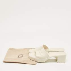 Pre Owned Gucci White Rubber Logo Slide Sandals Size 38