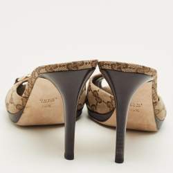 Pre Owned Gucci Brown GG Canvas Hollywood  Sandals Size 39.5