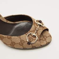 Pre Owned Gucci Brown GG Canvas Hollywood  Sandals Size 39.5