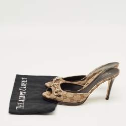 Pre Owned Gucci Brown GG Canvas Hollywood  Sandals Size 39.5