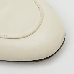 Pre Owned Gucci White Leather Web Horsebit Princetown Flat Mules Size 39