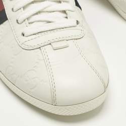 Pre Owned Gucci White Leather Guccissima Web Lace Up Sneakers Size 37.5