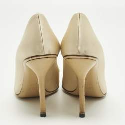 Pre Owned Gucci Beige Satin Horsebit Peep Toe Pumps Size 39